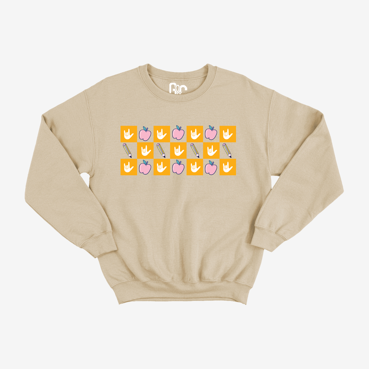 Teacher Checkered ILY Crewneck
