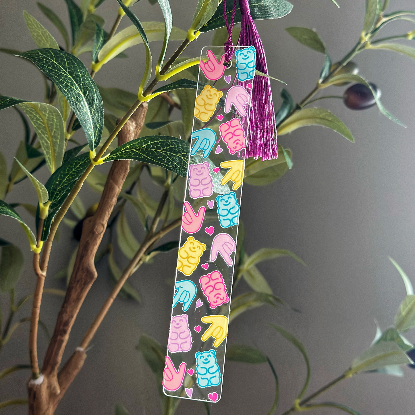 Gummy Bear ILY Acrylic Bookmark