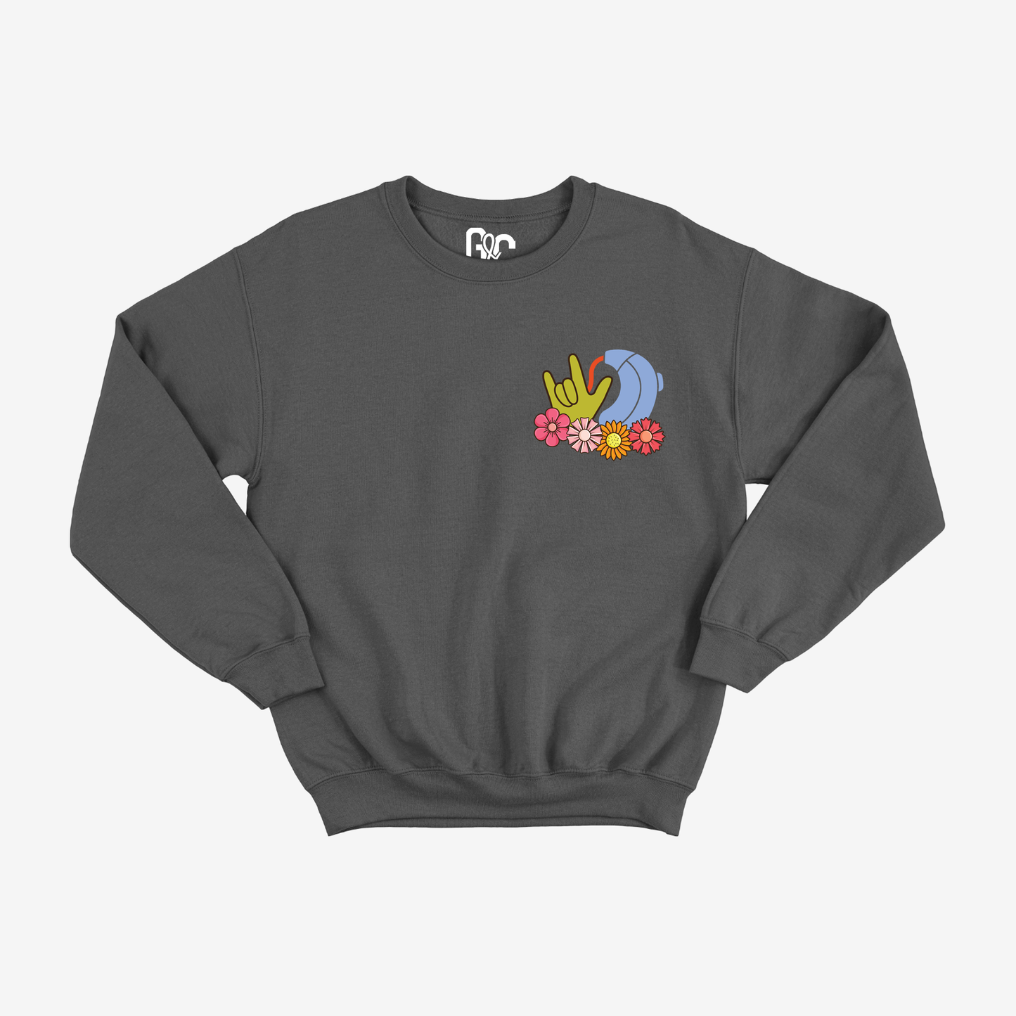 Floral ILY Hearing Aid Crewneck