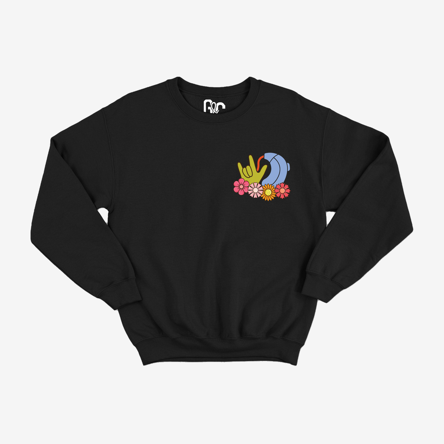 Floral ILY Hearing Aid Crewneck