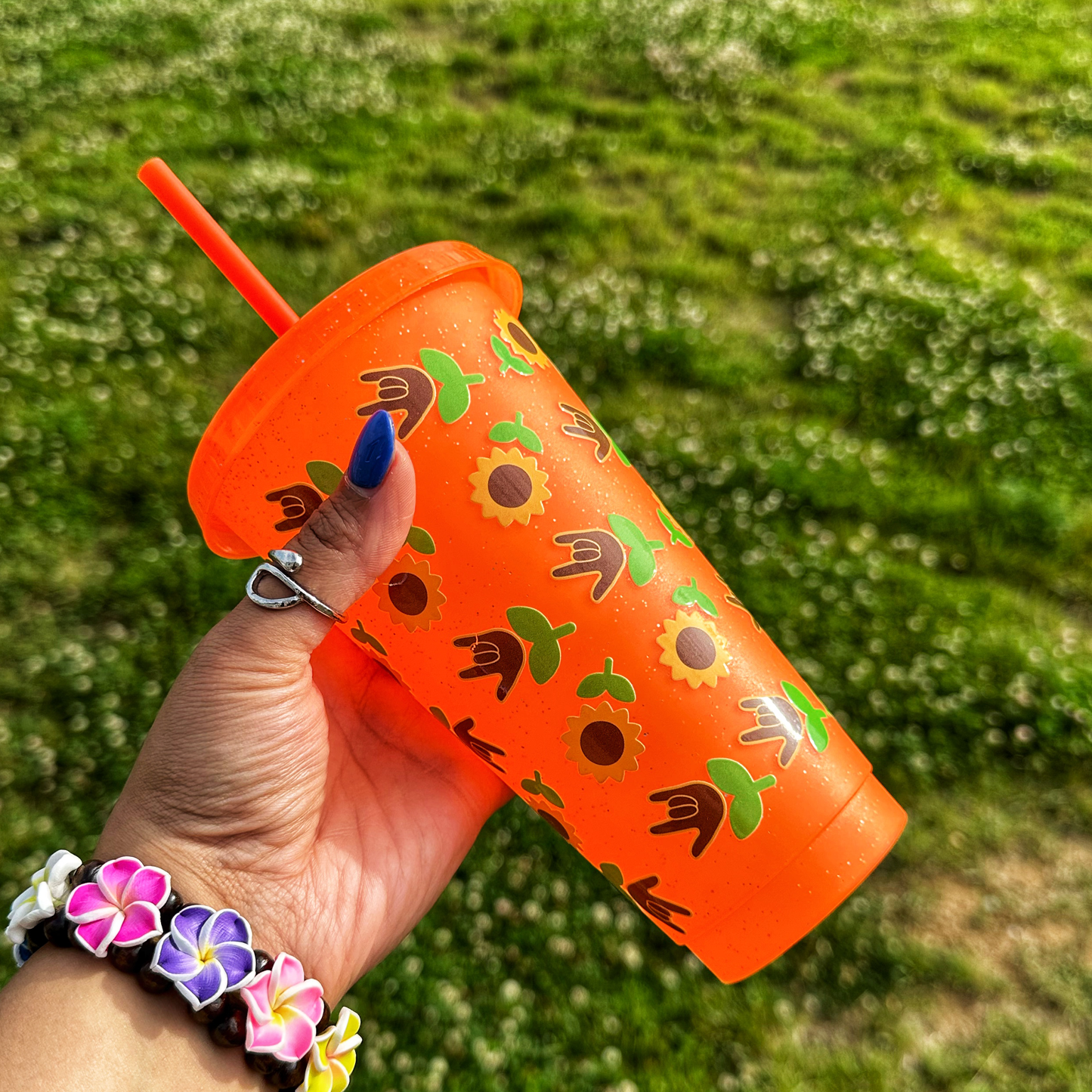 Sunflower Glitter Cold Cup