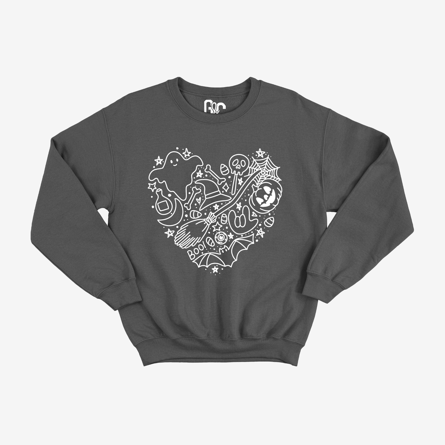 Halloween Heart Doodle Crewneck