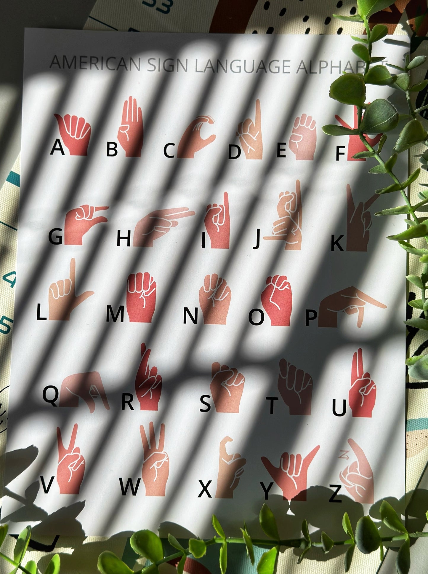 Pink ASL Alphabet Poster