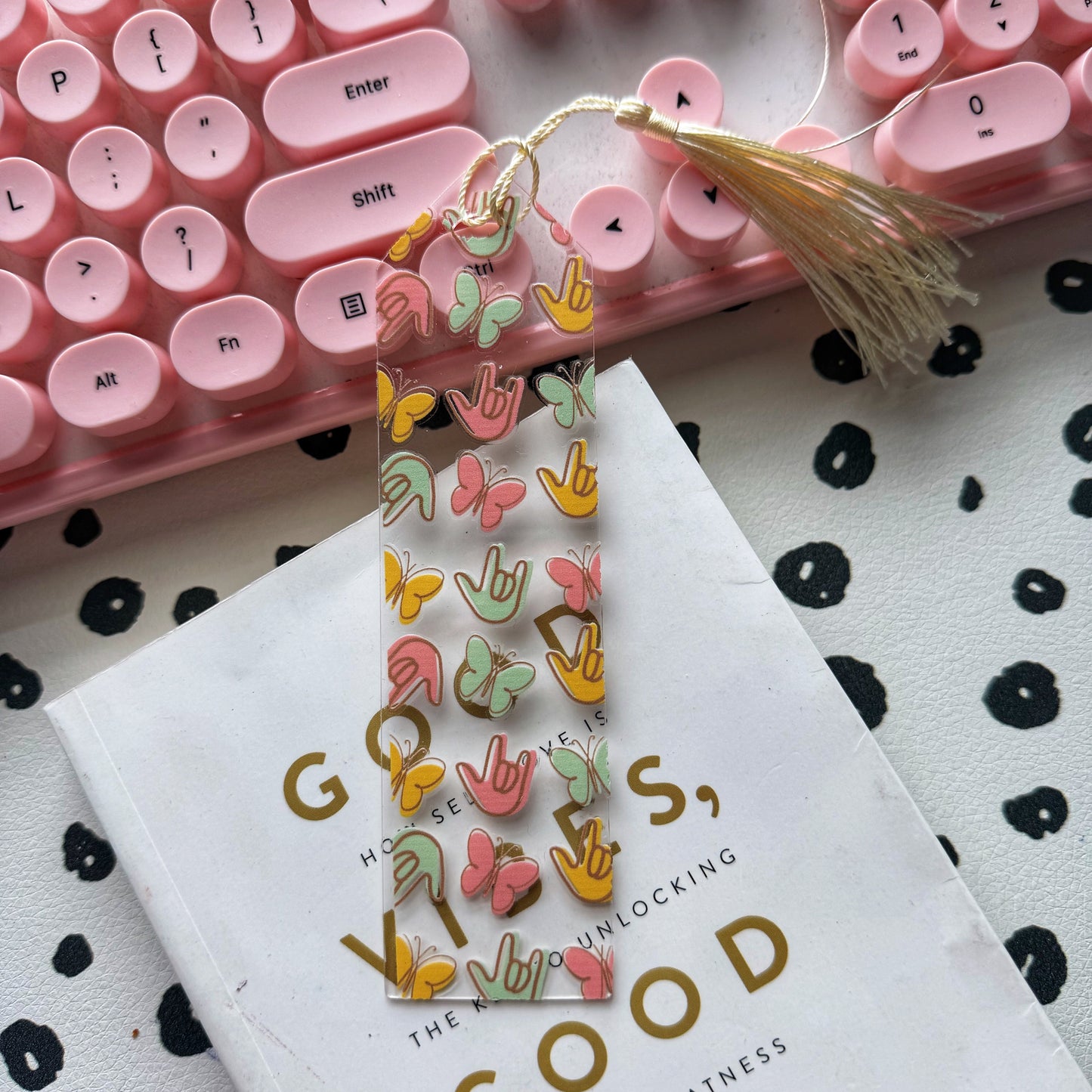 Happy Butterflies ILY Acrylic Bookmark
