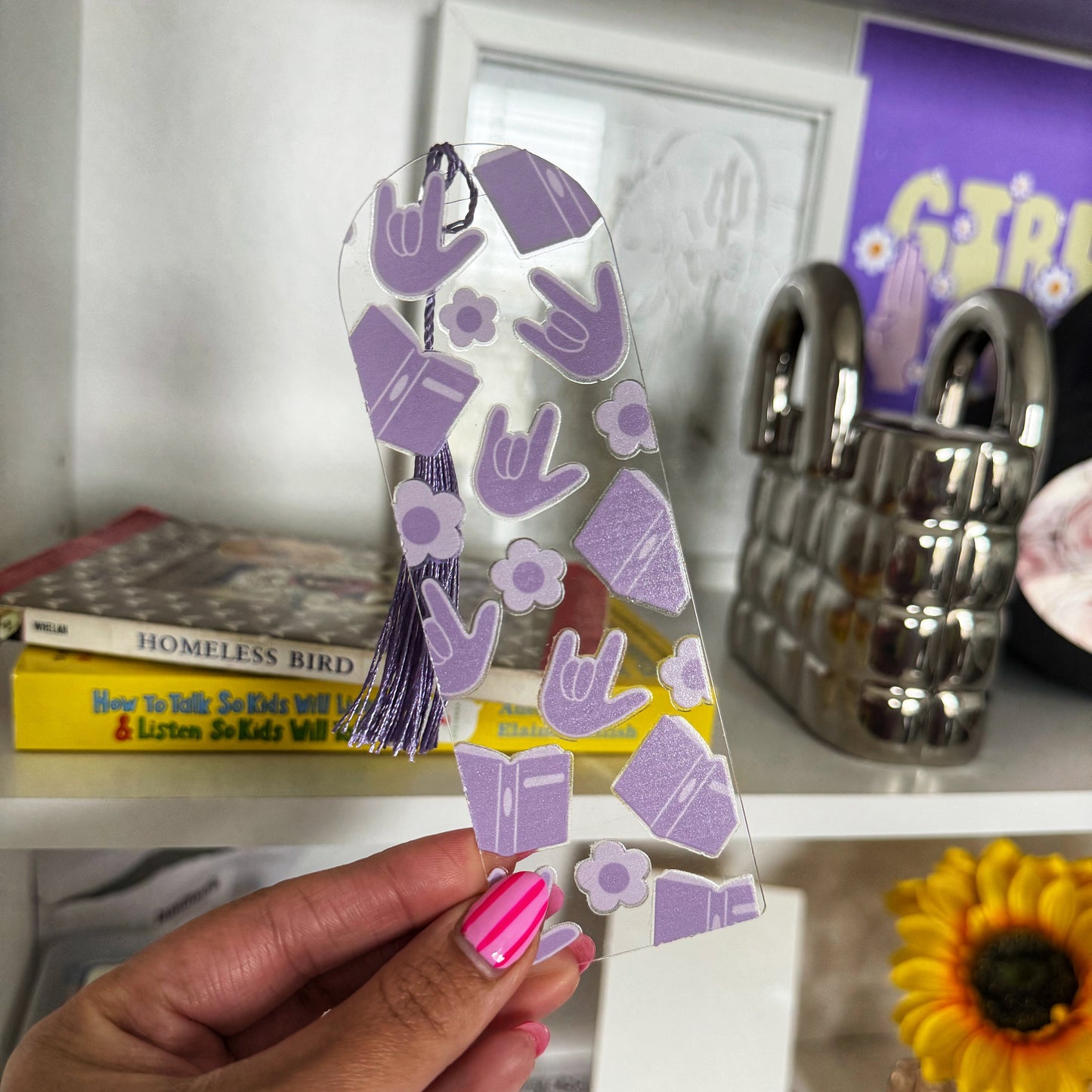 Lavender Book ILY Acrylic Bookmark
