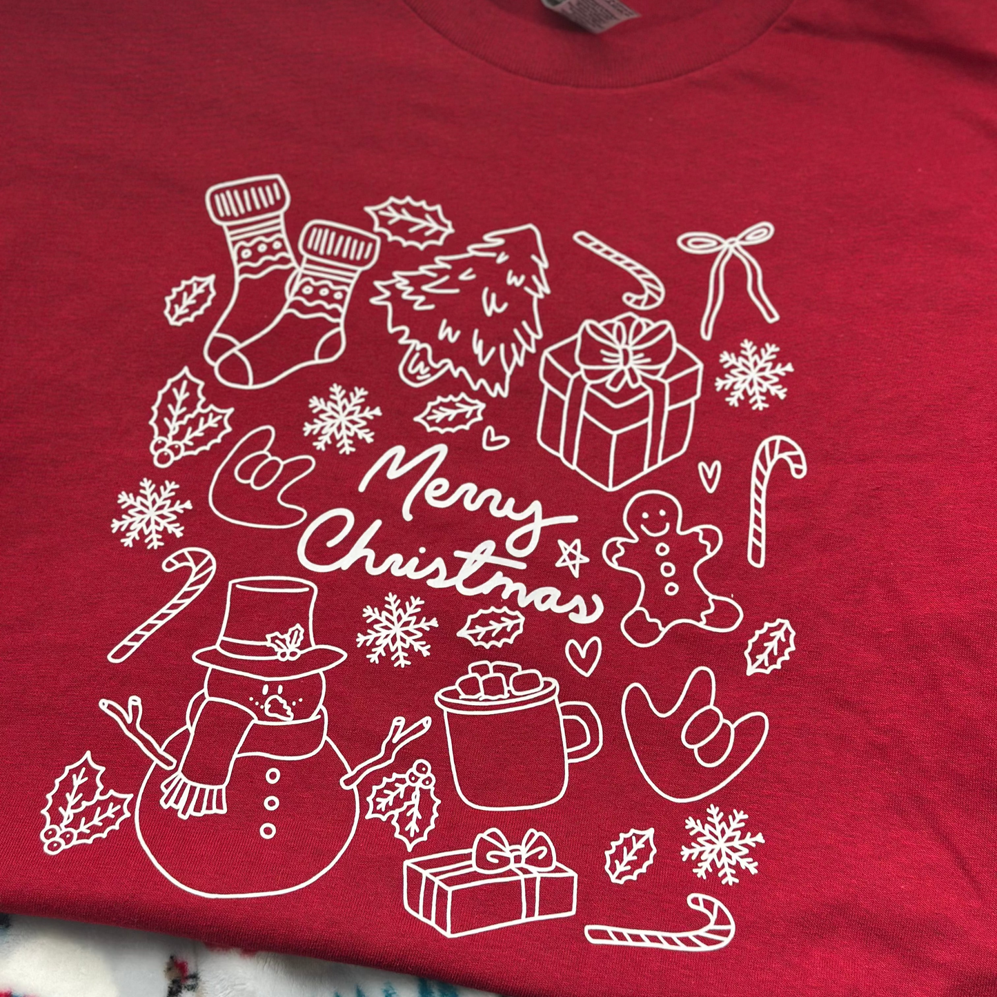 Xmas Doodle ILY - L Red Tee