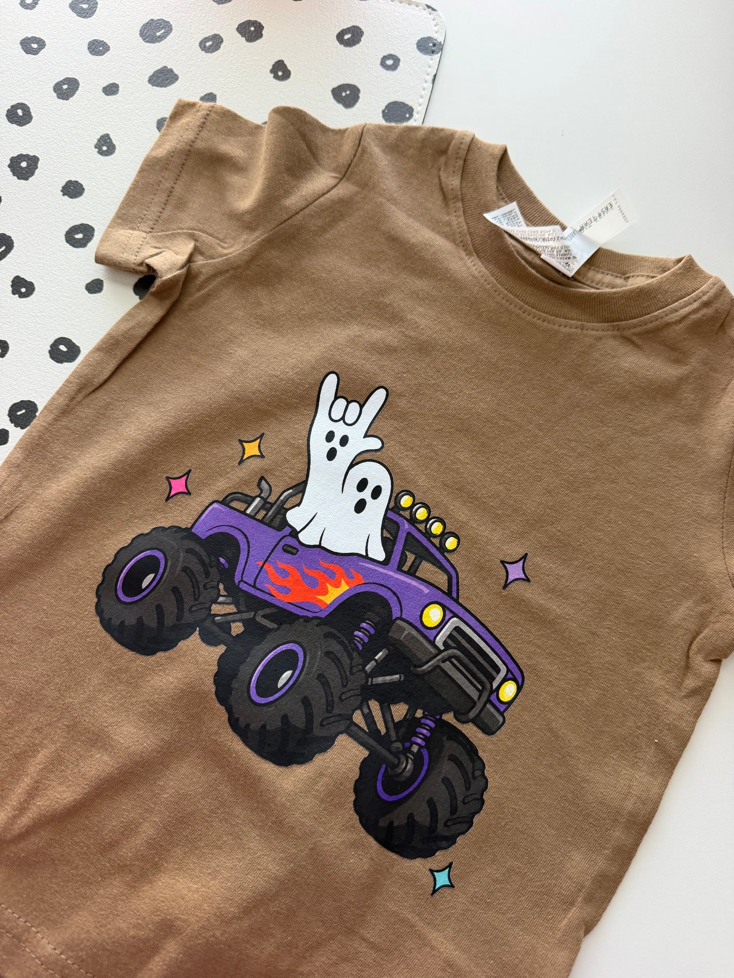 Ghost Monster Truck - 2T Brown Toddler Tee