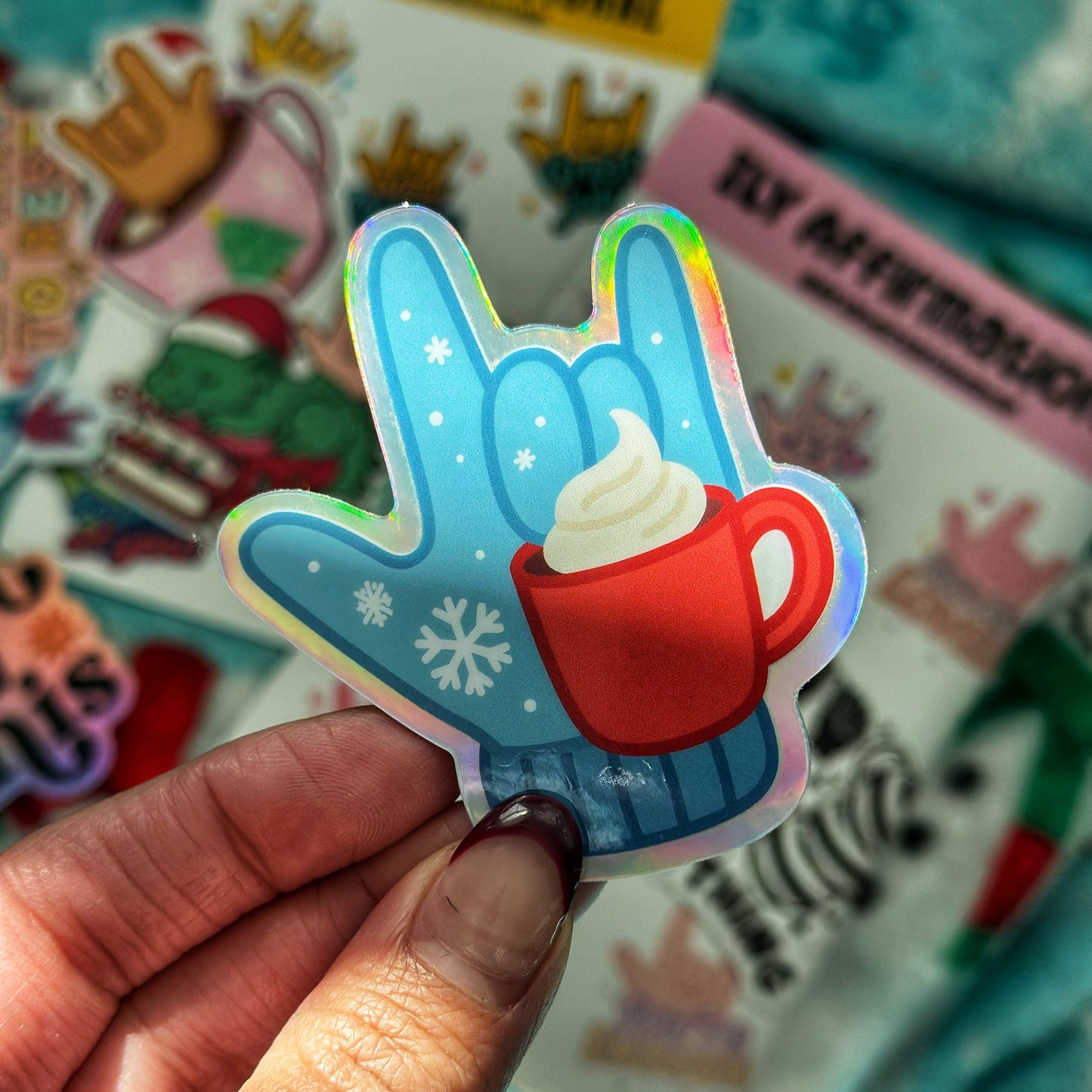 Winter Glove ILY Holographic Sticker