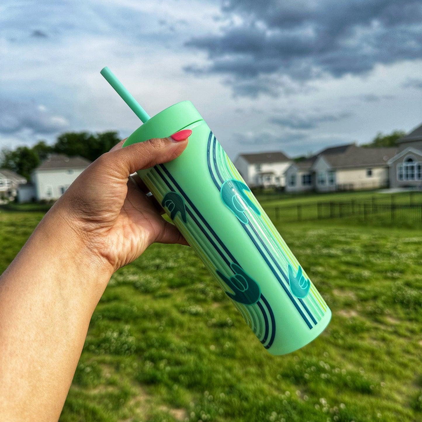 Stripe ILY Kiwi Skinny Tumbler