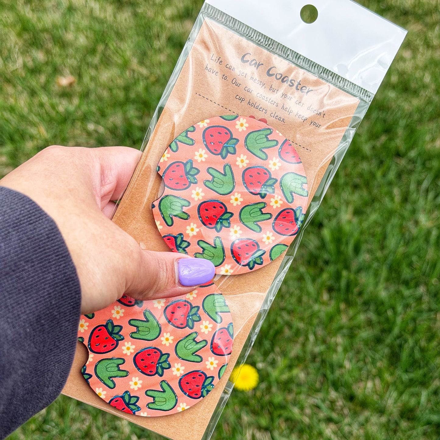 Strawberry ILY Car Coaster
