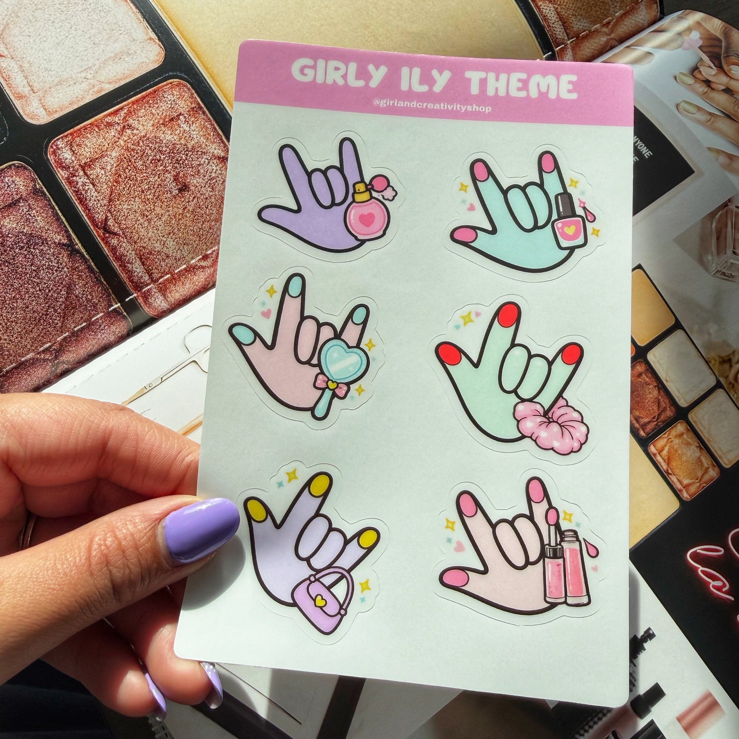 Girly ILY Theme Sticker Sheet