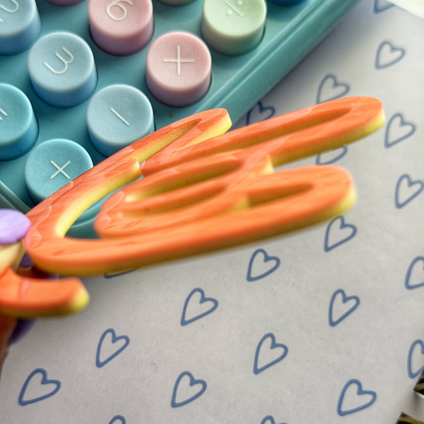 Yellow + Salmon ILY Double-Sided Paperclip