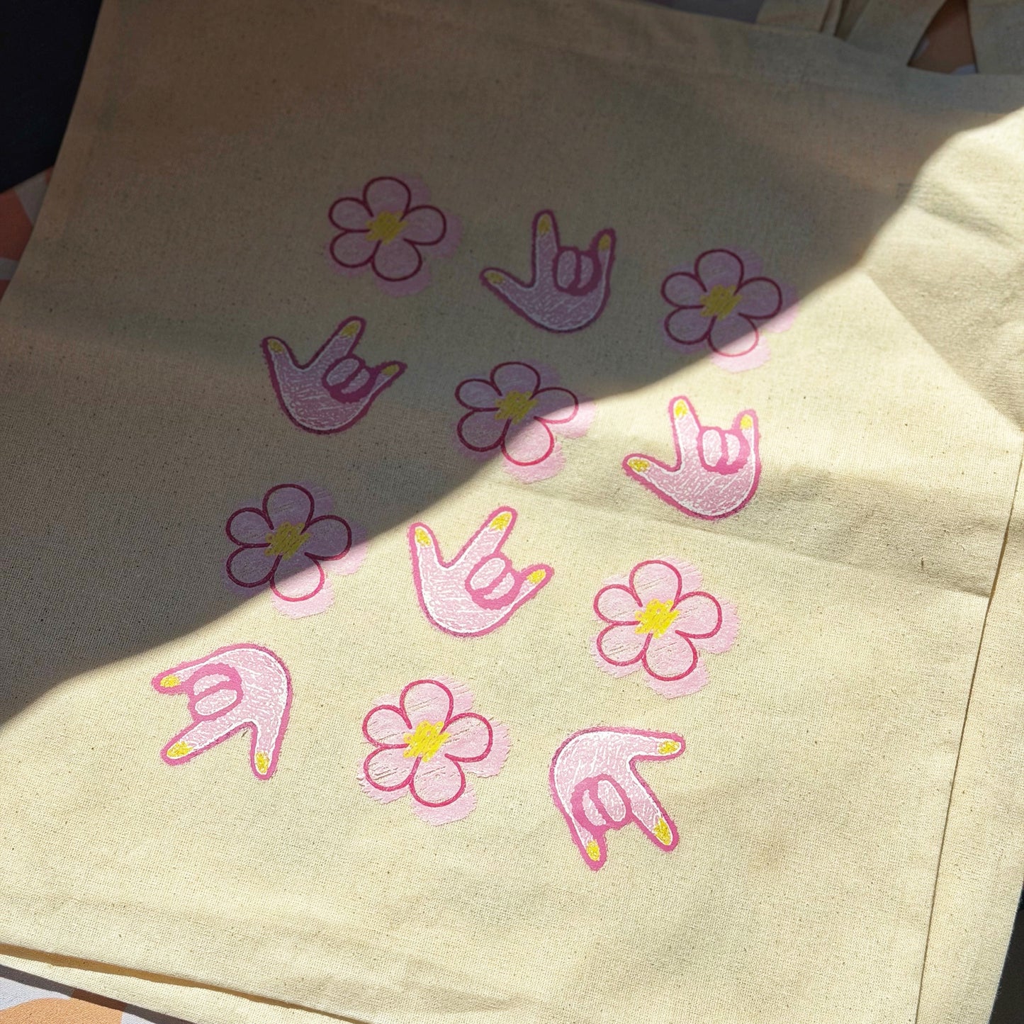 Scribble Flower ILY Tote Bag