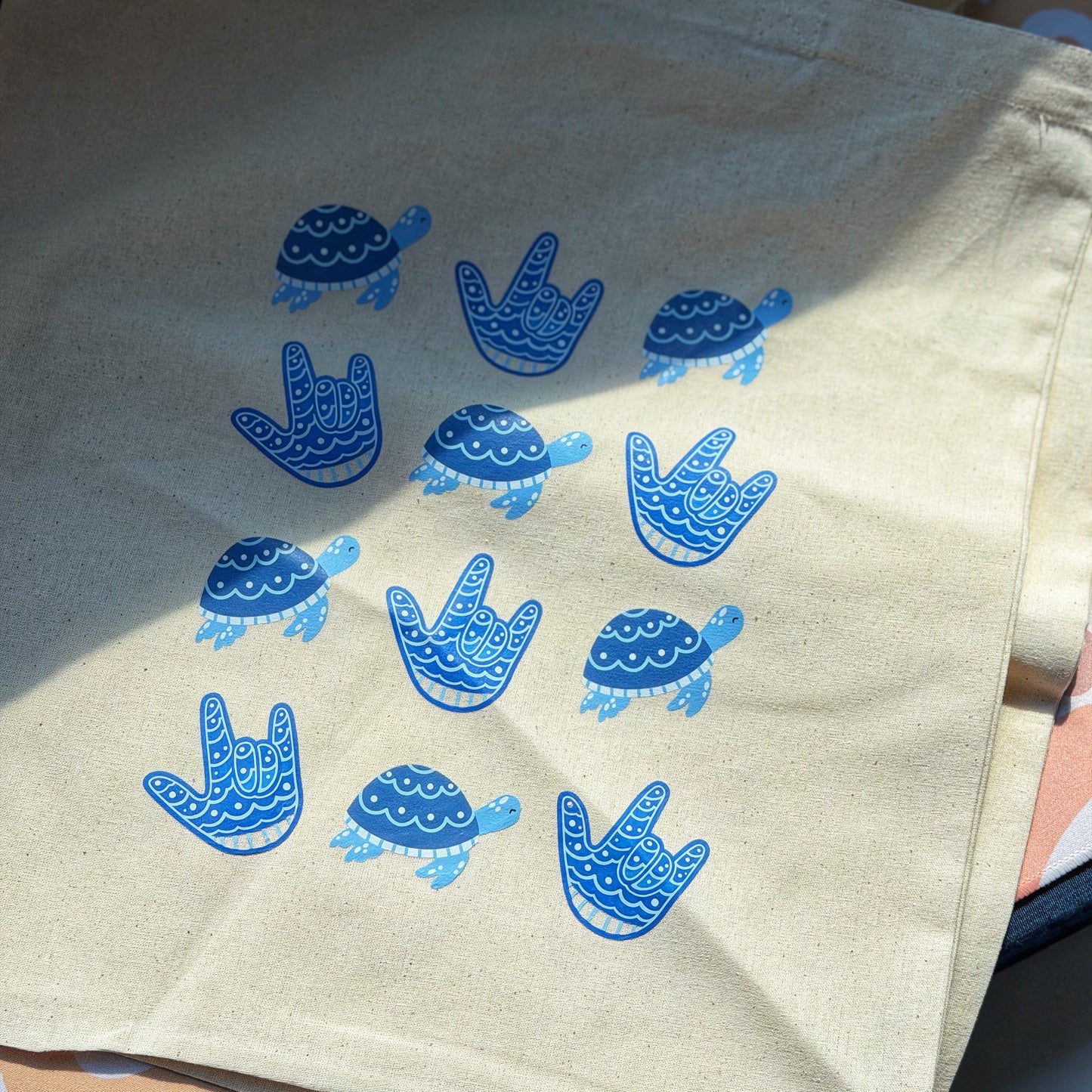 Blue Turtle ILY Tote Bag