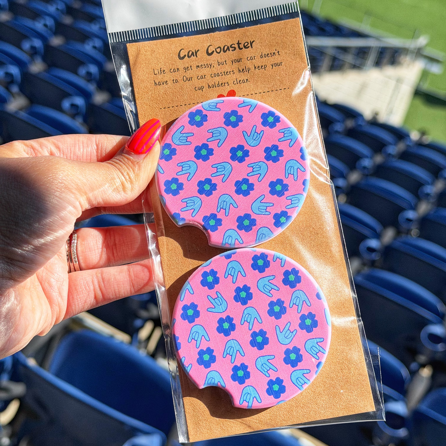Lavender Floral ILY Car Coaster