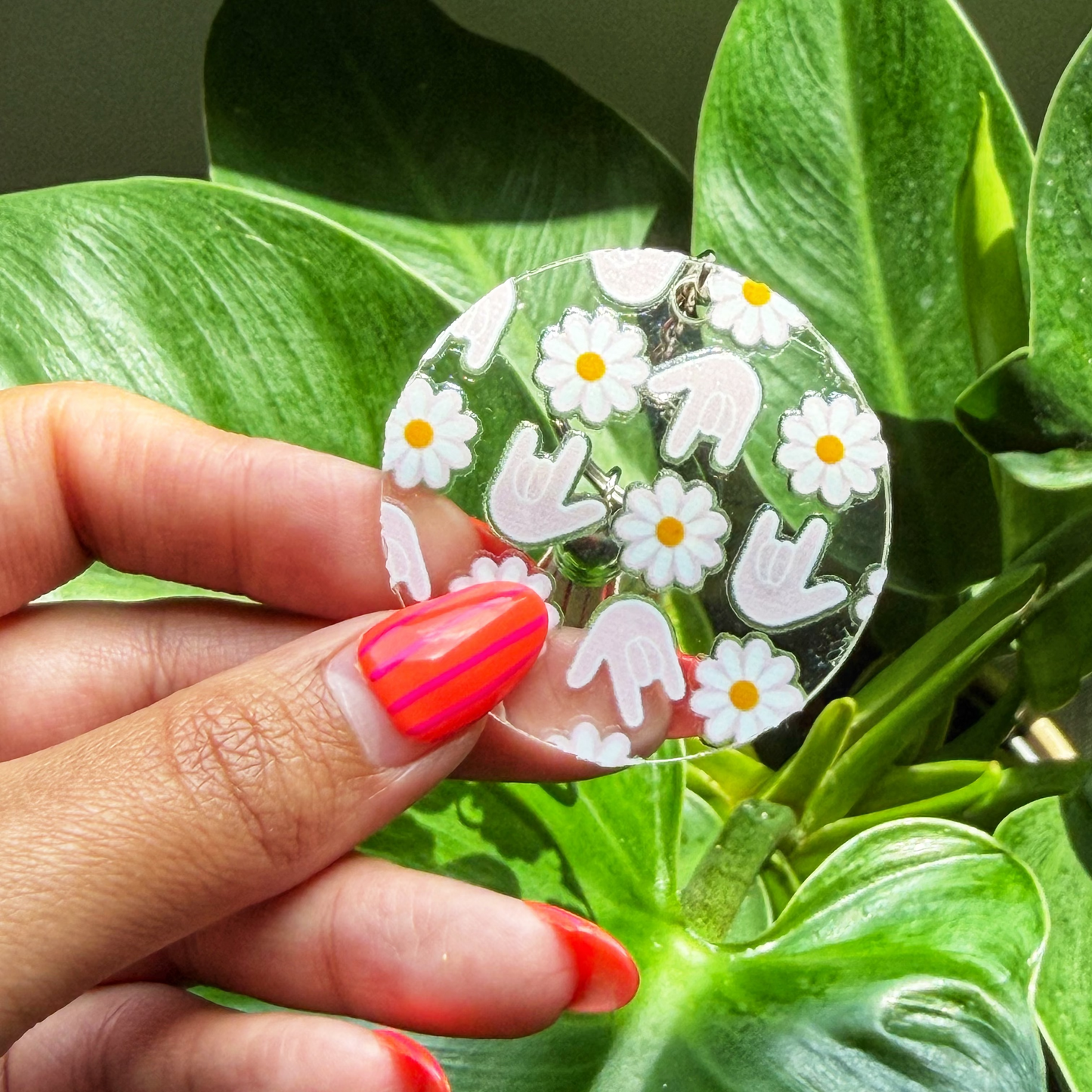 Light Pink Flower ILY Acrylic Keychain