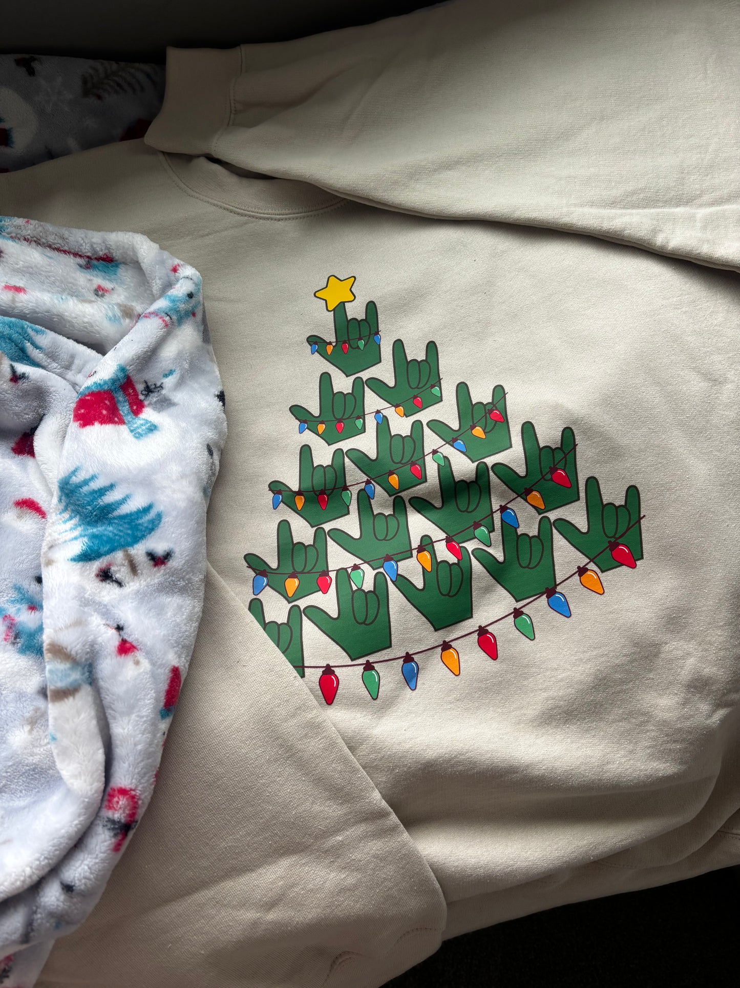 Xmas Tree- 2XL Sand Crewneck