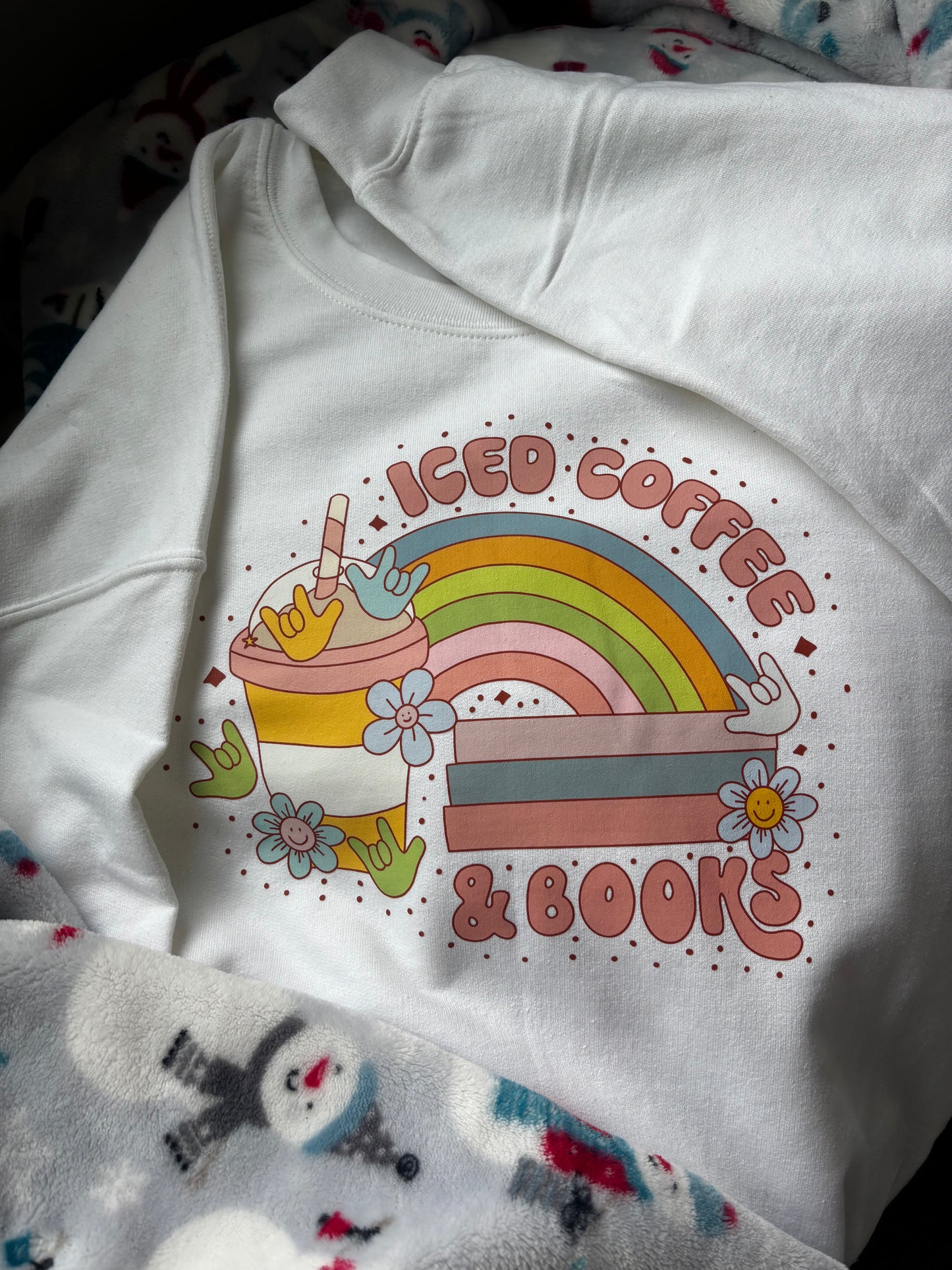 Iced Coffee and Book - XL White Crewneck