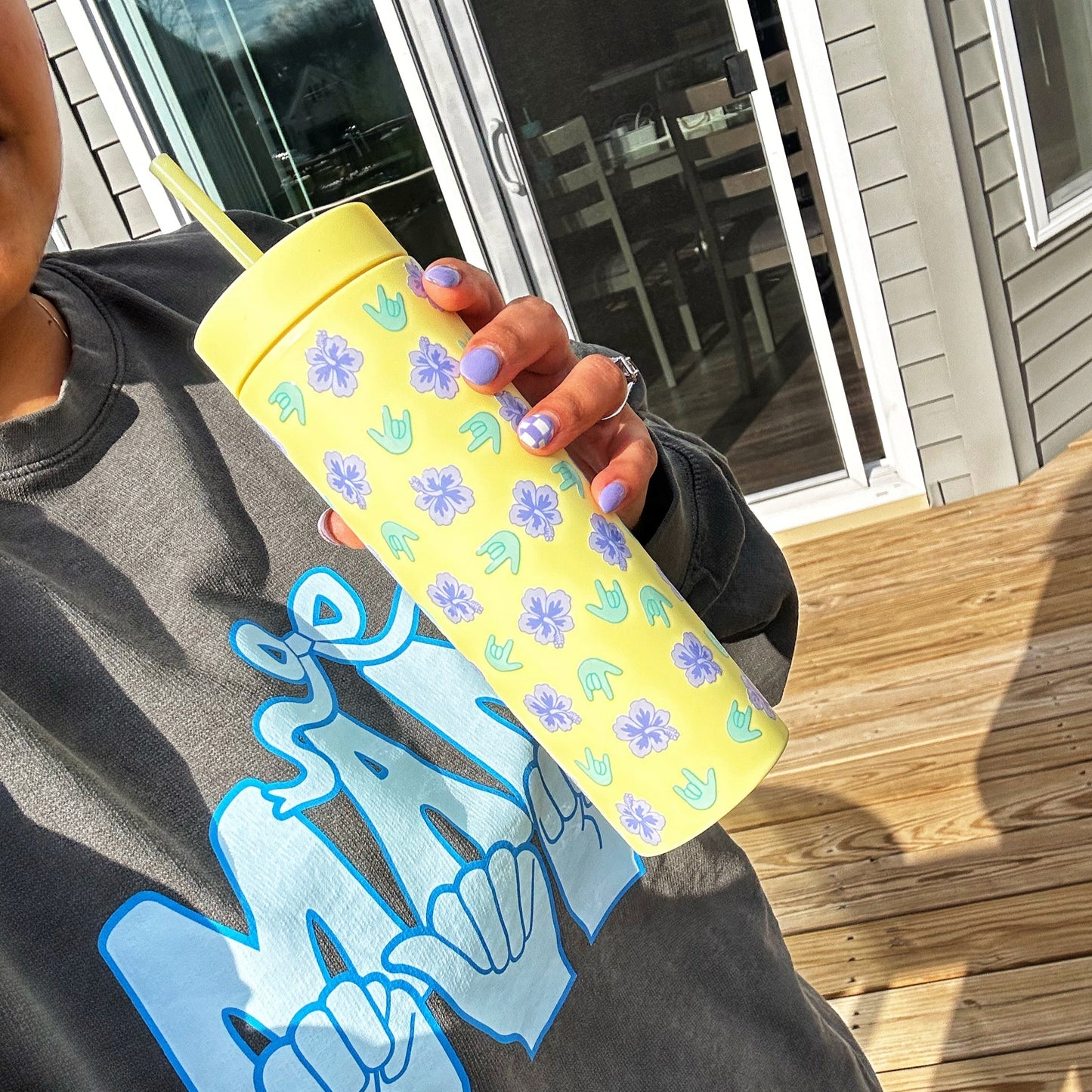 Flower ILY Yellow Skinny Tumbler