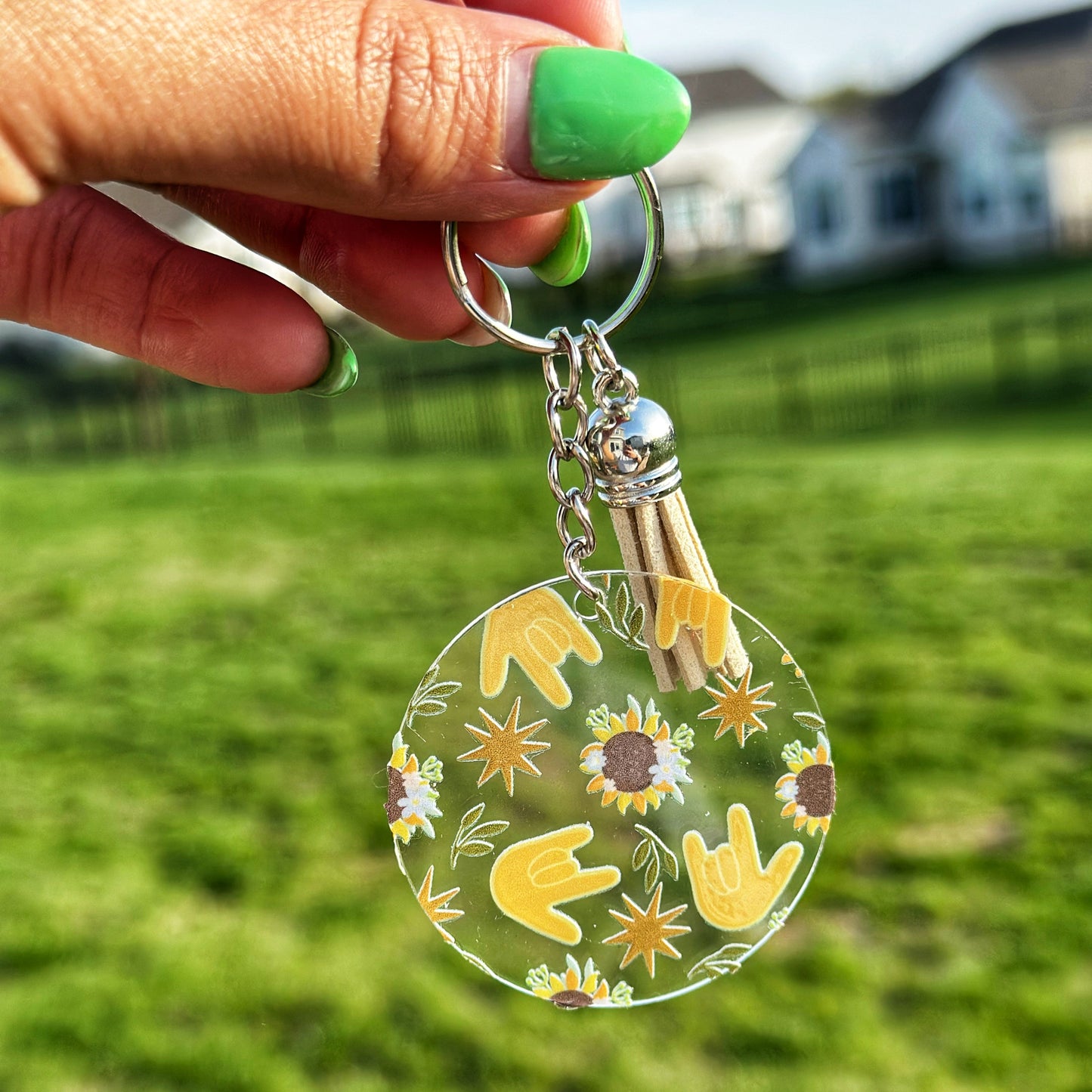 Sunflower ILY Acrylic Keychain