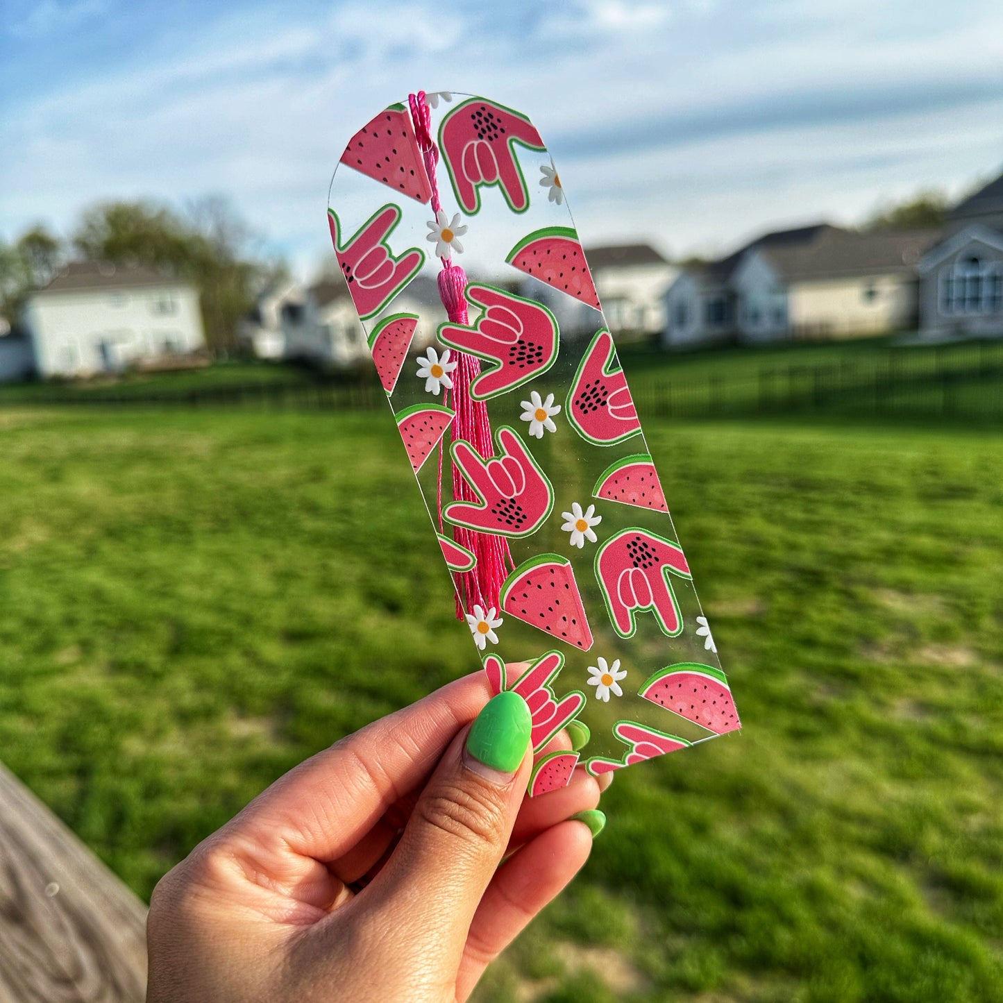 Watermelon ILY Acrylic Bookmark