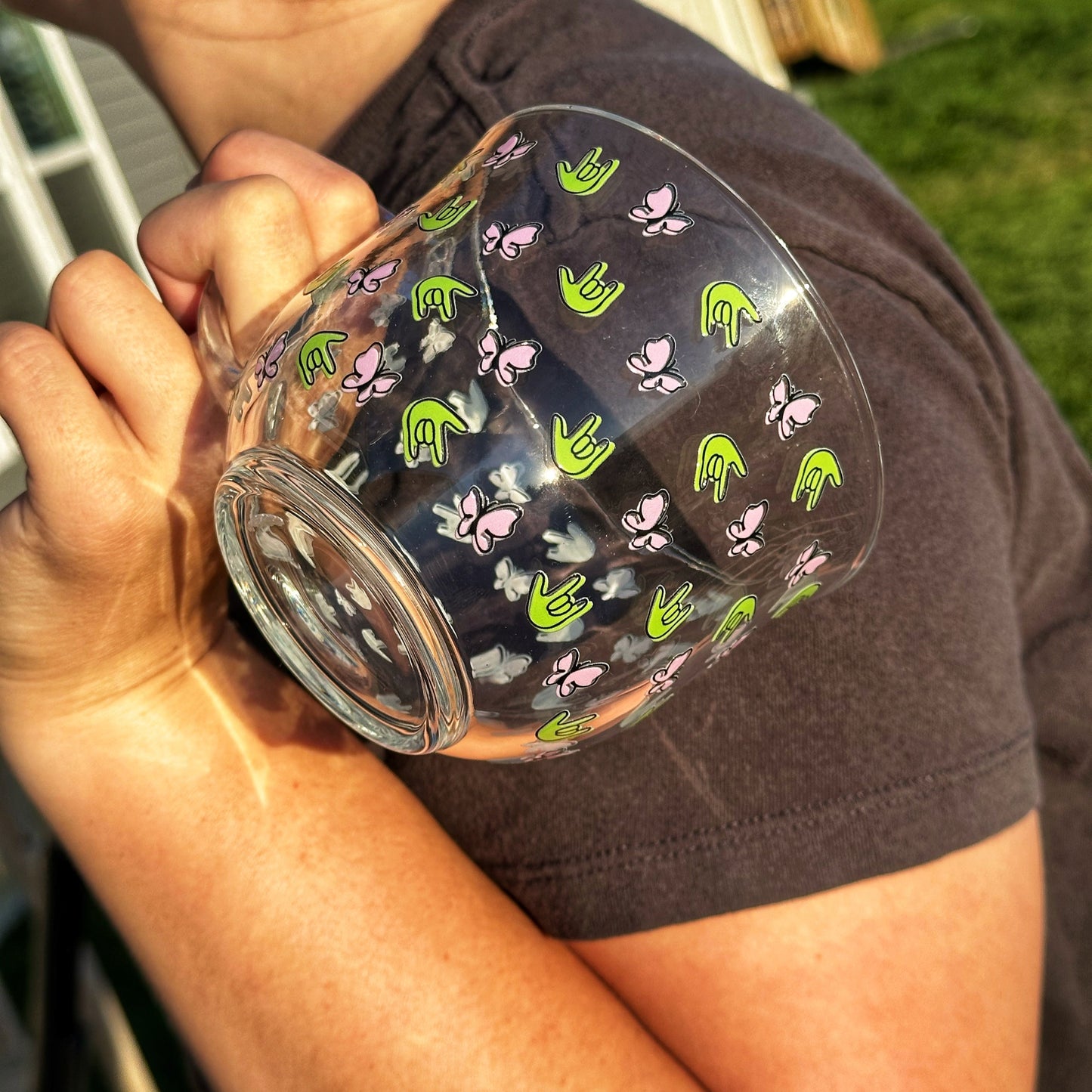 Butterfly ILY Glass Mug
