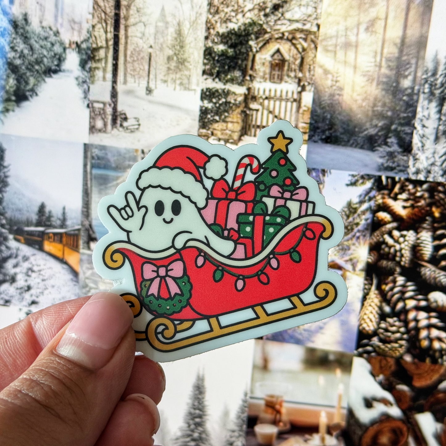 ILY Ghost Sleigh Sticker