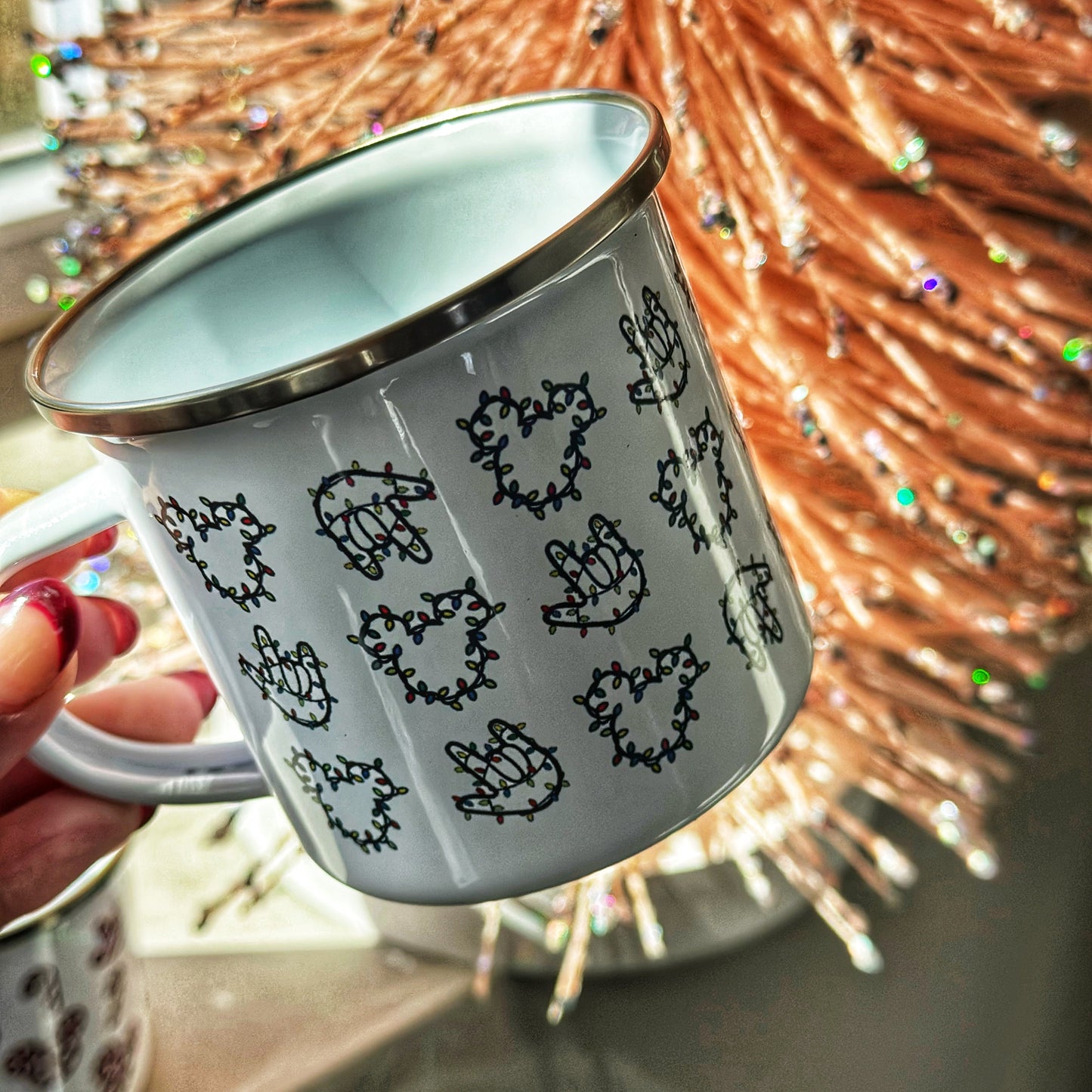 Mickey Christmas Light ILY Enamel Mug