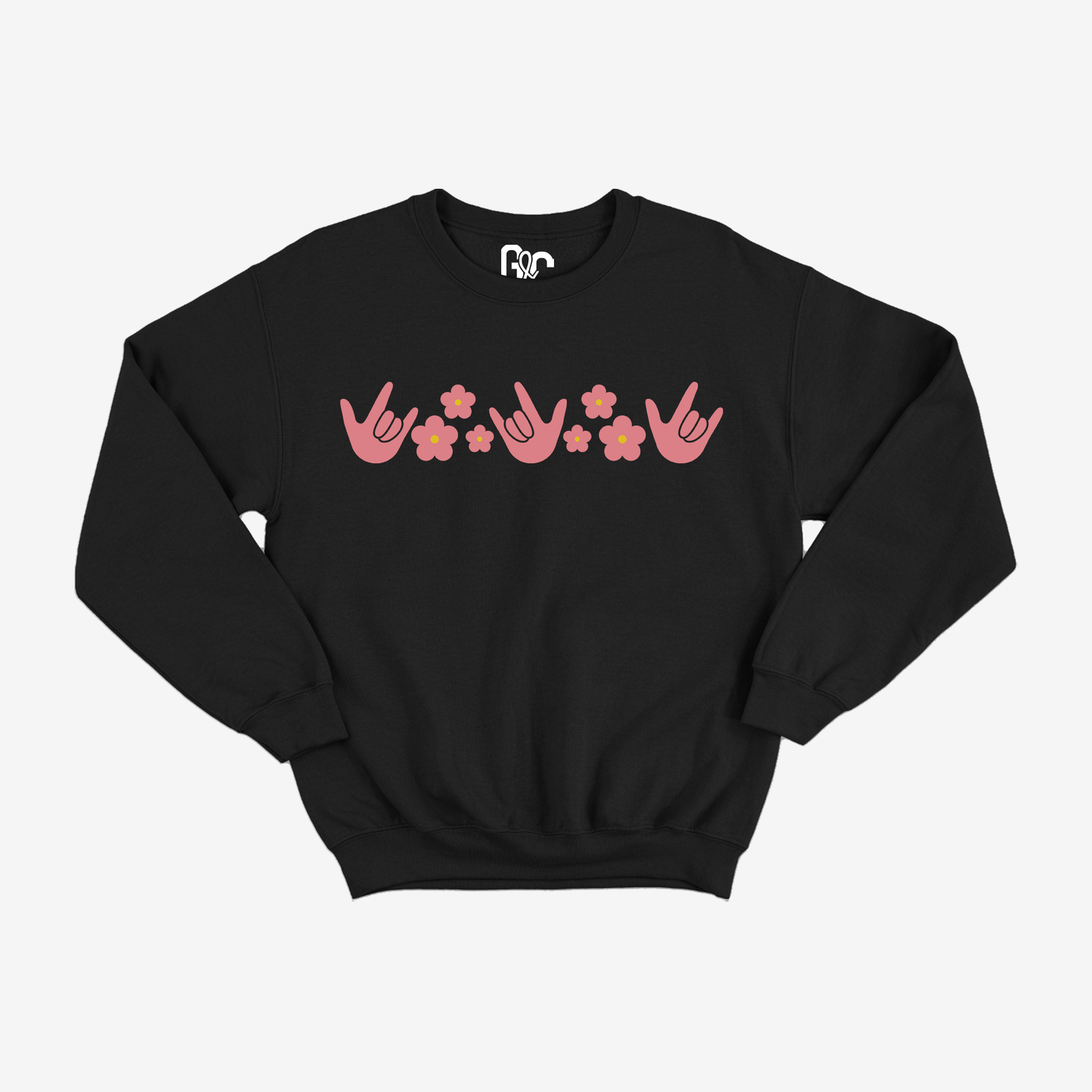 ILY Flower Pattern Crewneck