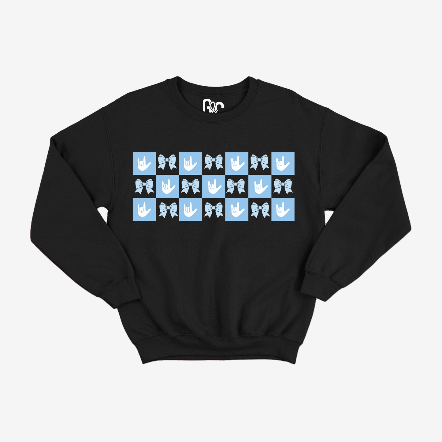 Boy Checkered ILY Coquette Crewneck