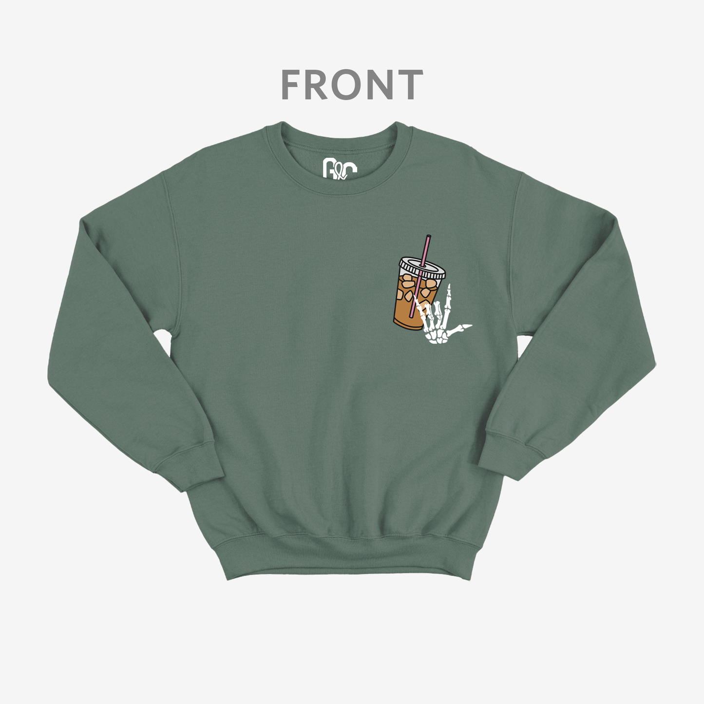 Fueled by Iced Coffee anxiety Crewneck