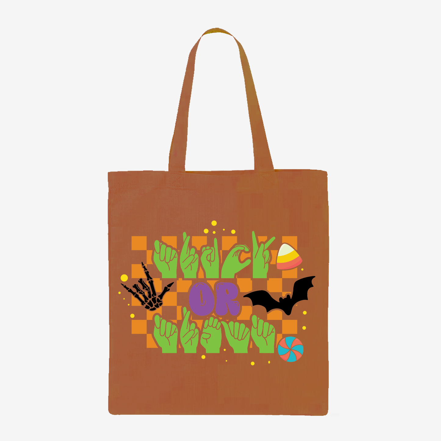 Trick or treat ILY Checkered Tote Bag