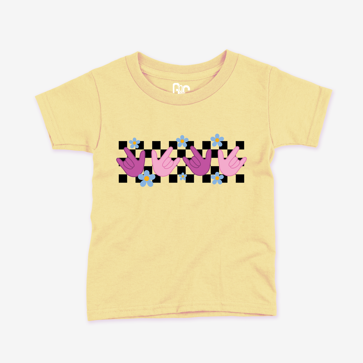 ILY Flower Checkered Toddler Tee