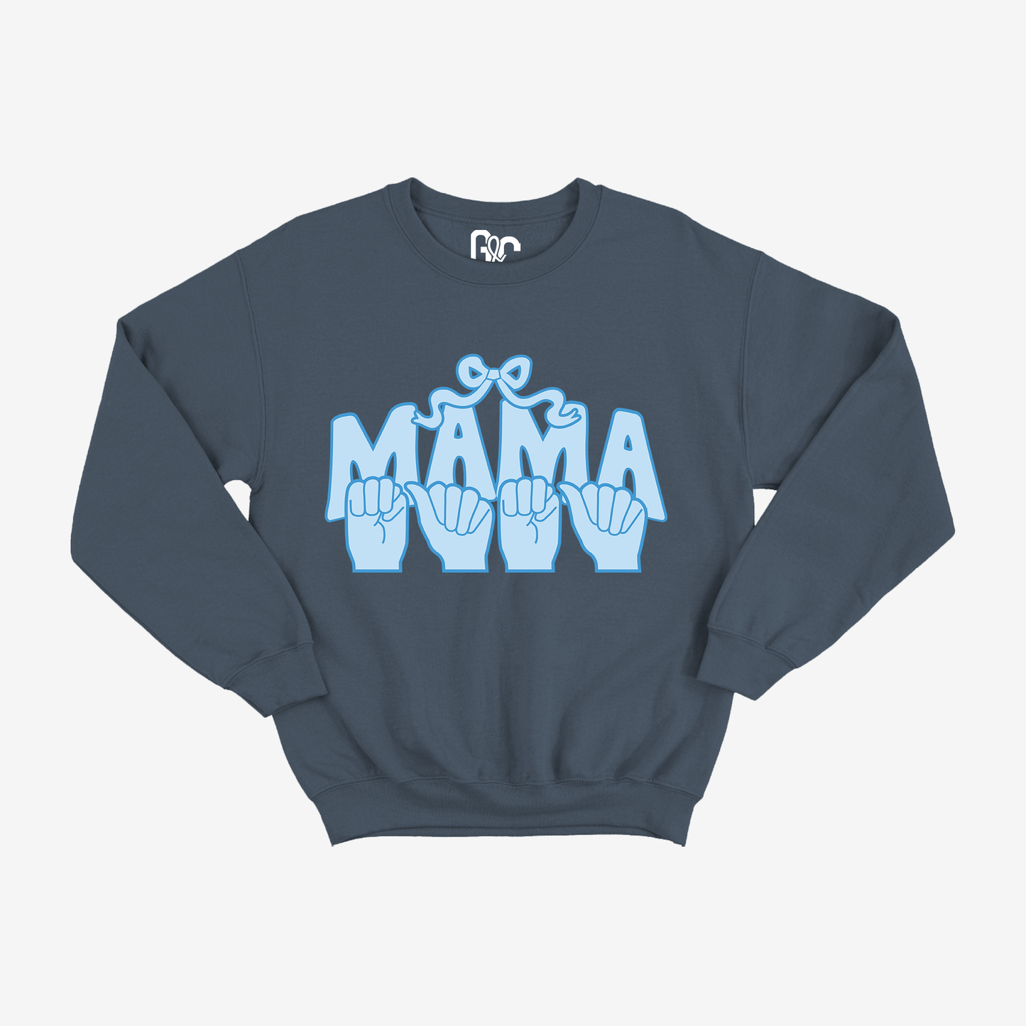 Blue Coquette Mama Crewneck