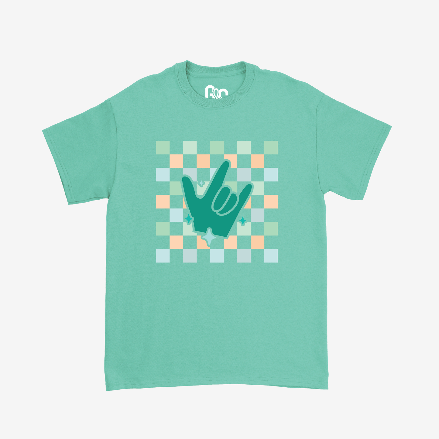Turquoise Checkered & ILY Tee