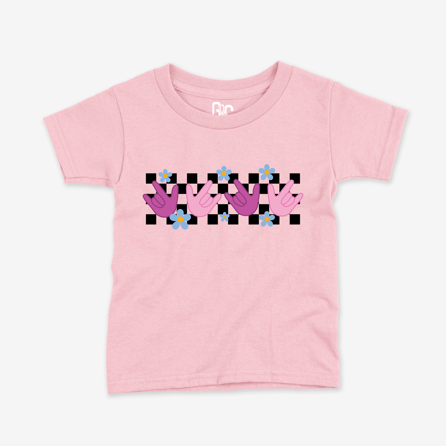 ILY Flower Checkered Toddler Tee