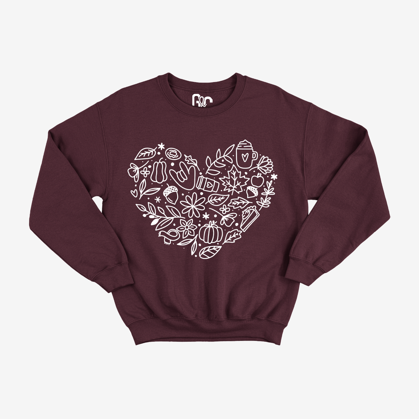Autumn Heart Doodle Crewneck
