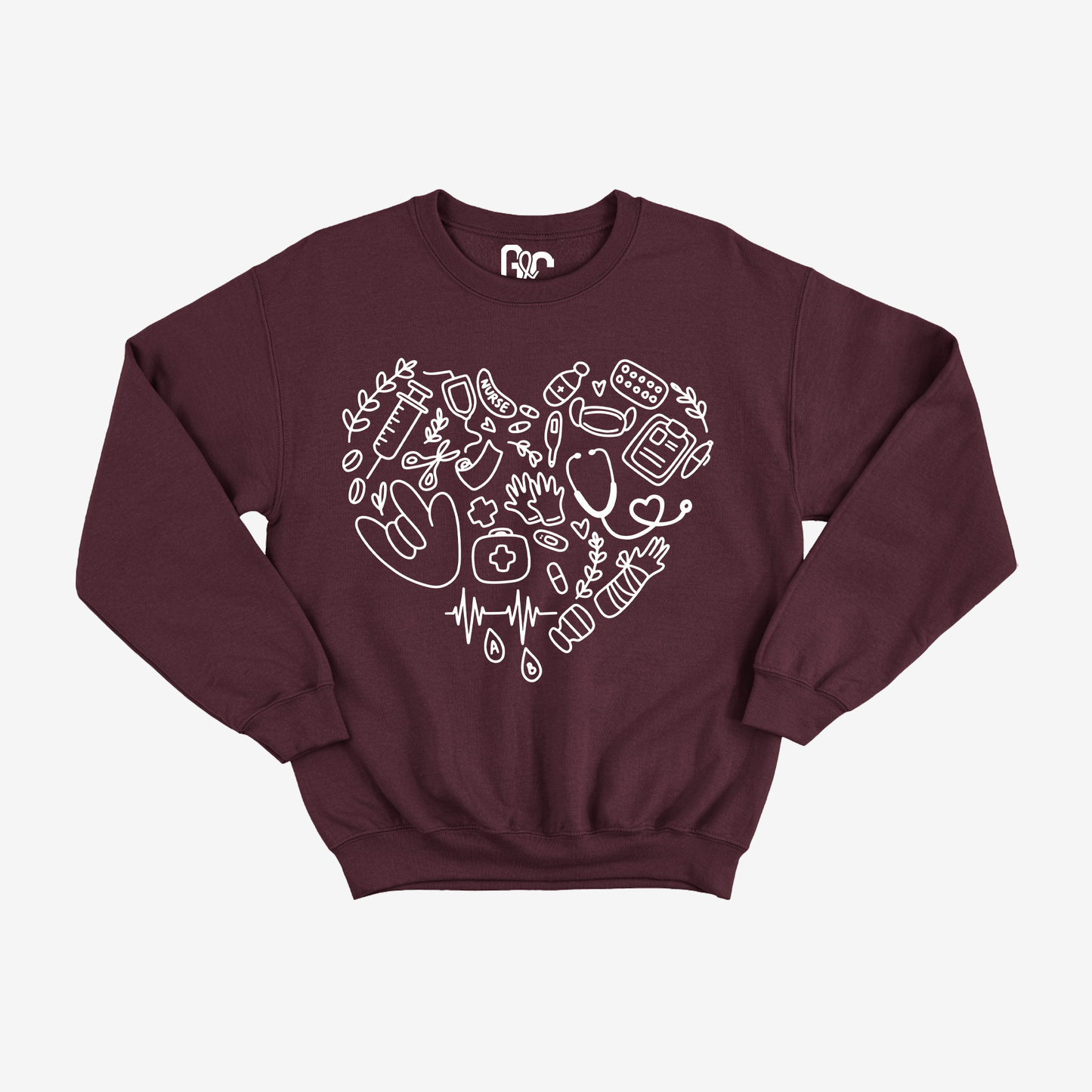 Nurse Heart Doodle Crewneck