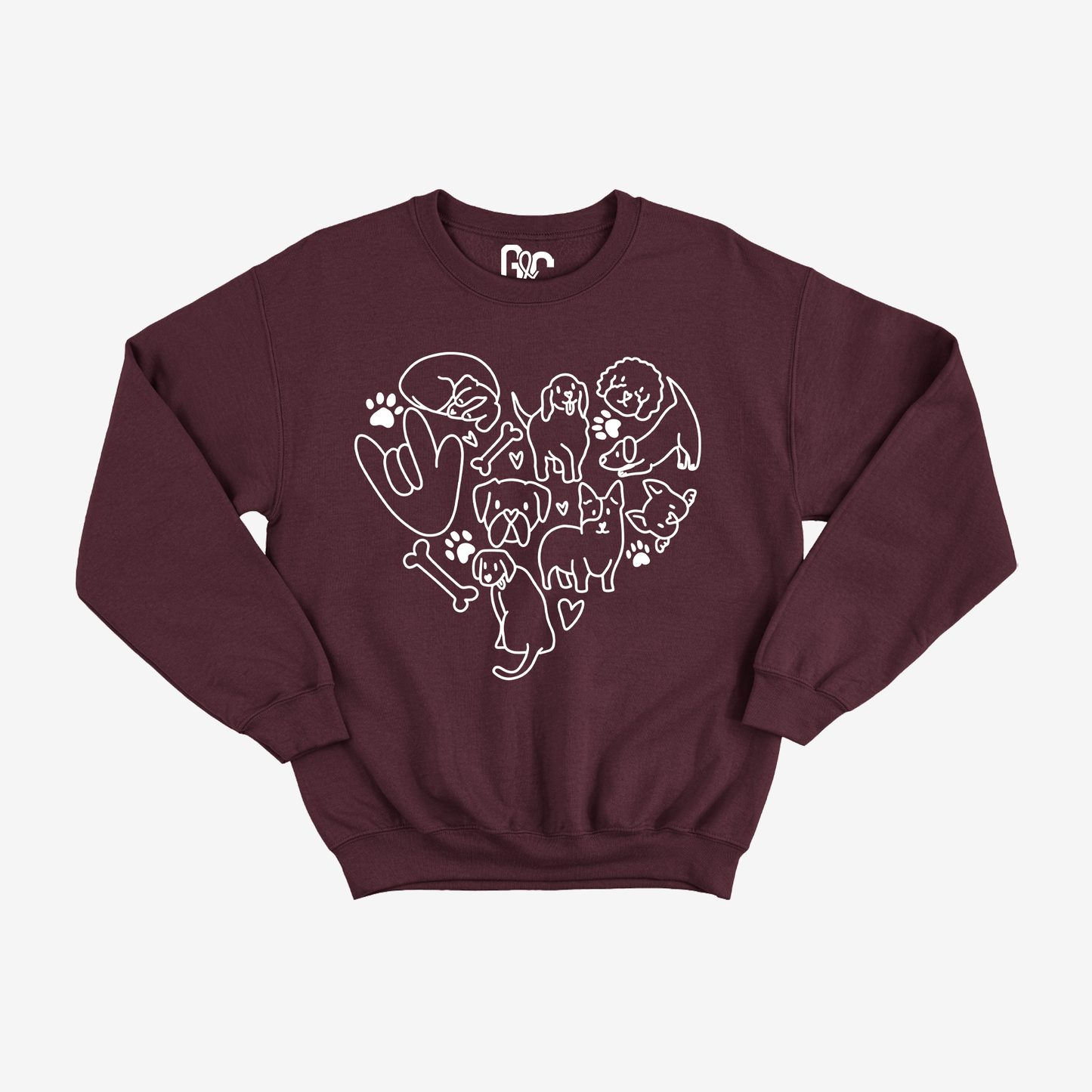 Dog doodle heart Crewneck