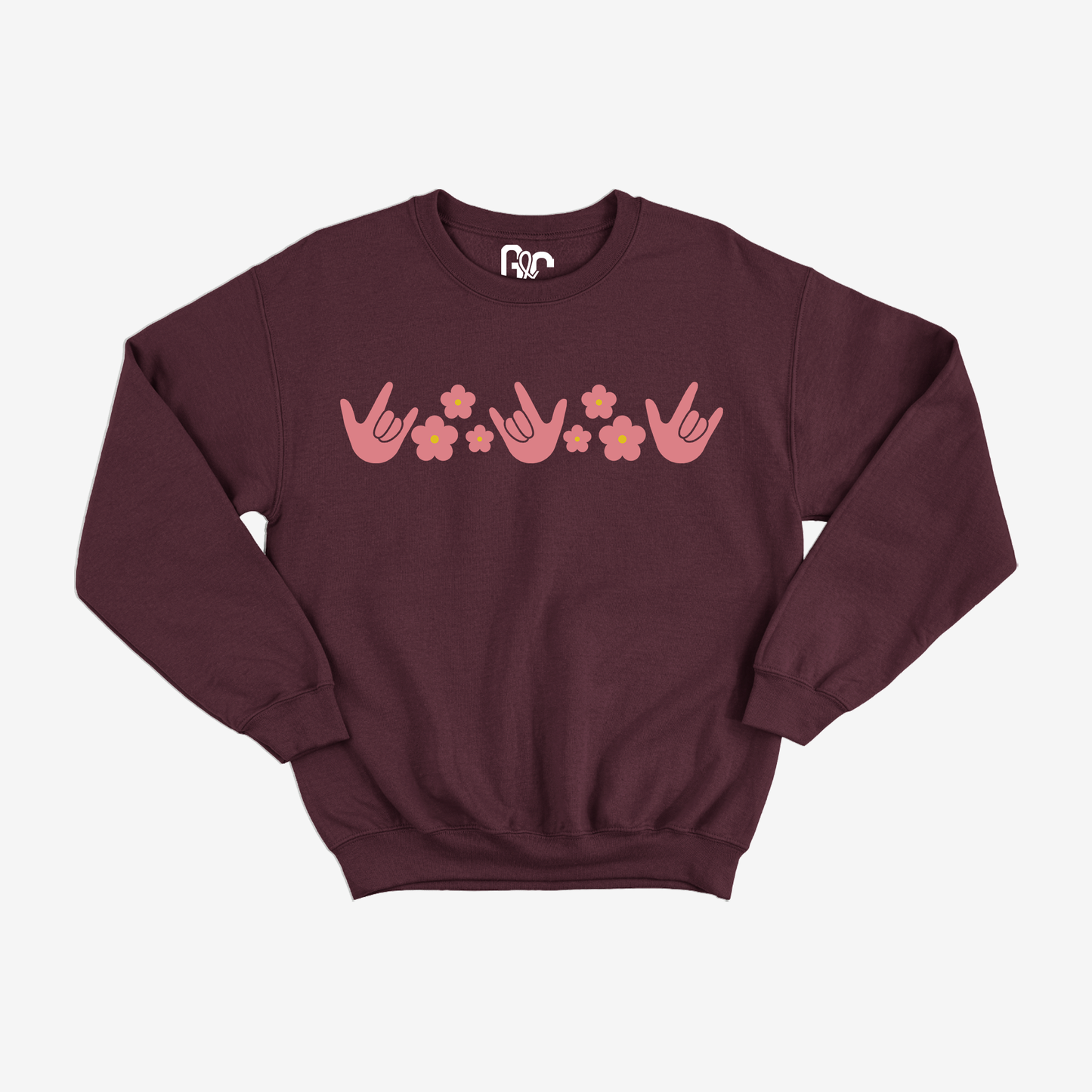 ILY Flower Pattern Crewneck