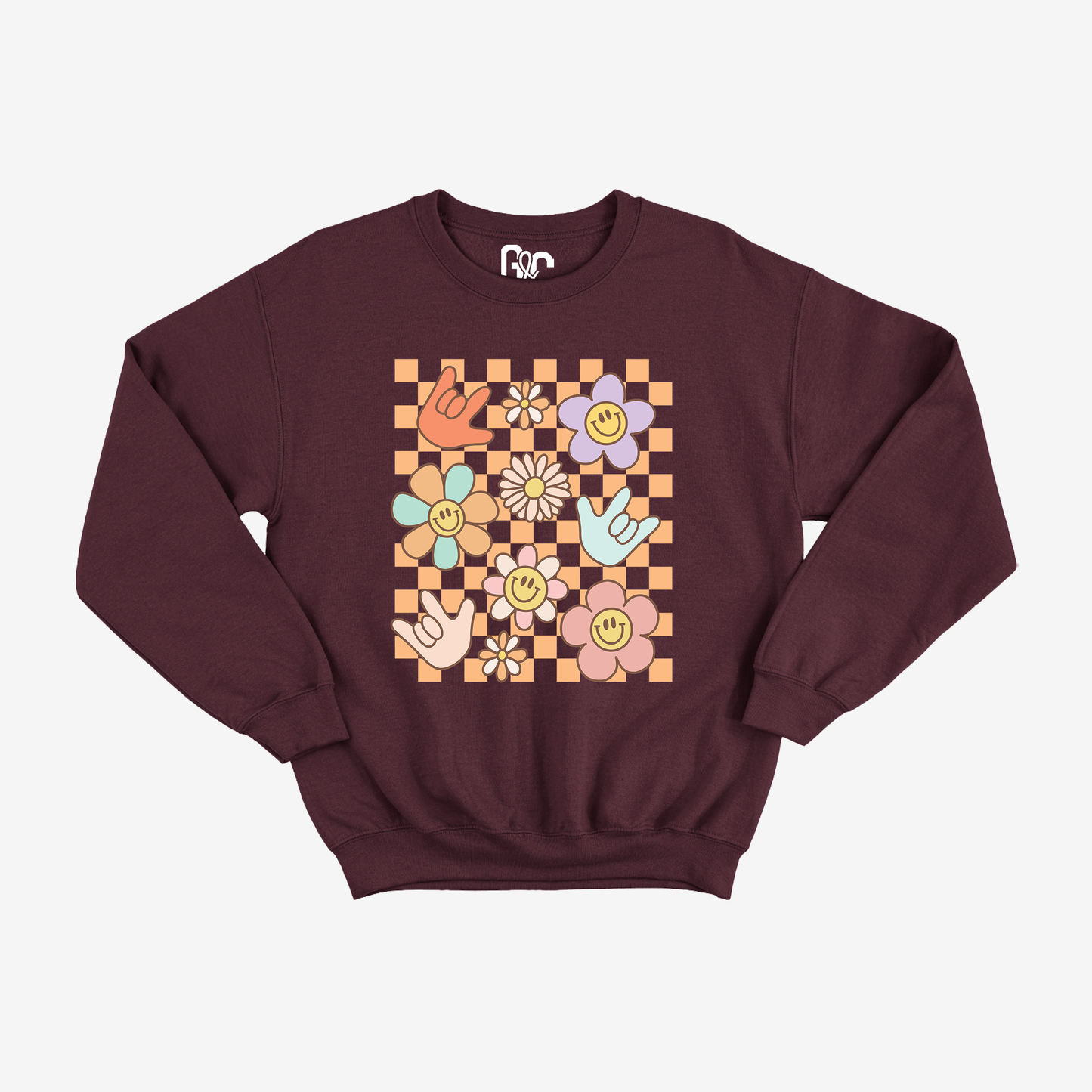 Daisy ILY Checkered Youth Crewneck