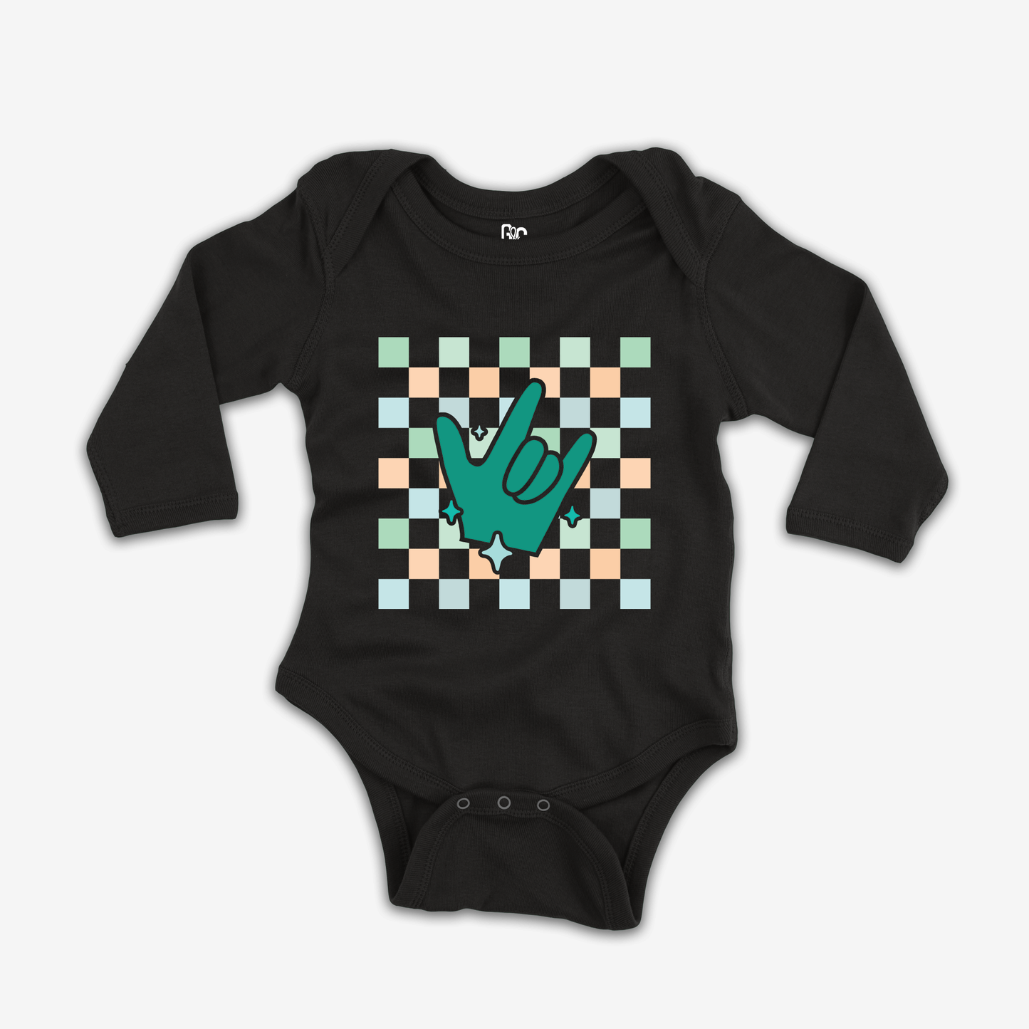Boy Checkered & ILY Onesie Sleeve