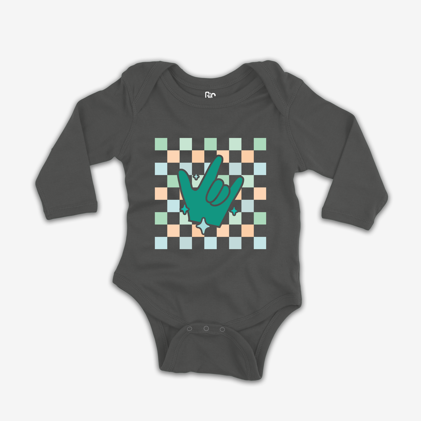 Boy Checkered & ILY Onesie Sleeve