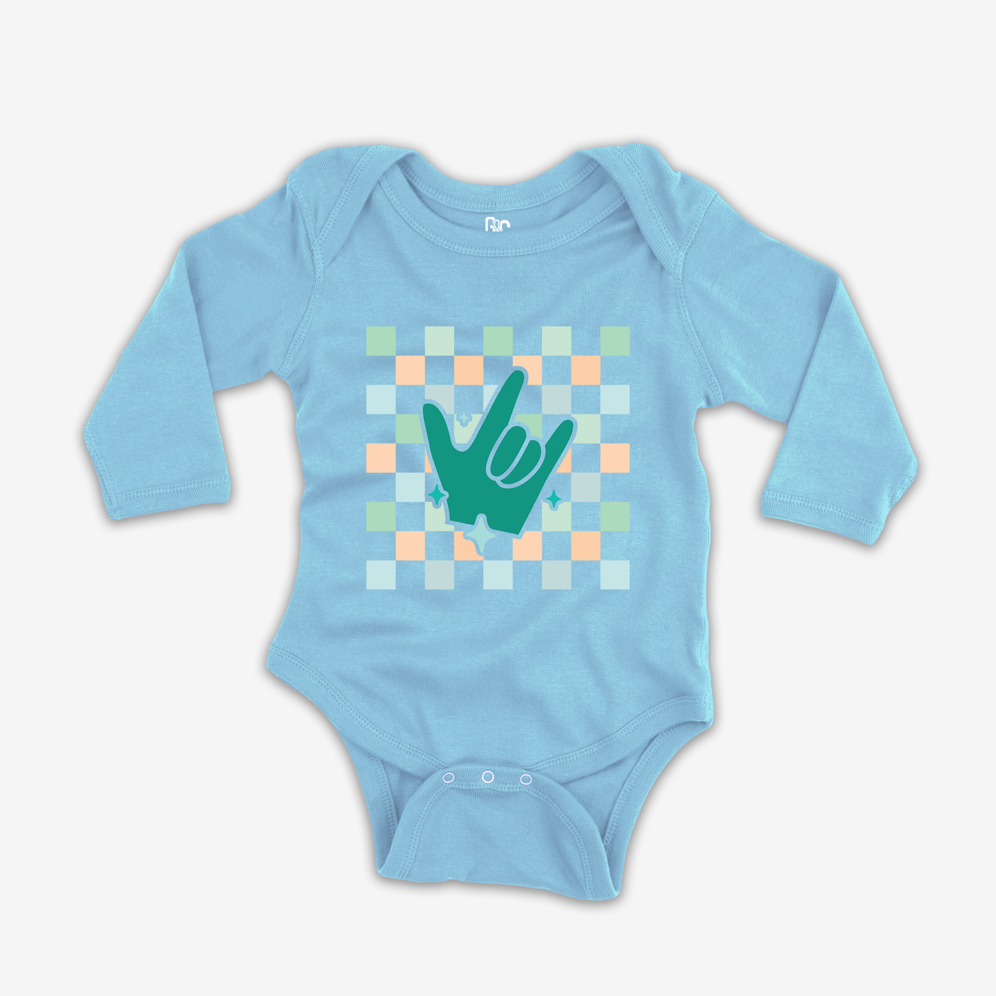 Boy Checkered & ILY Onesie Sleeve