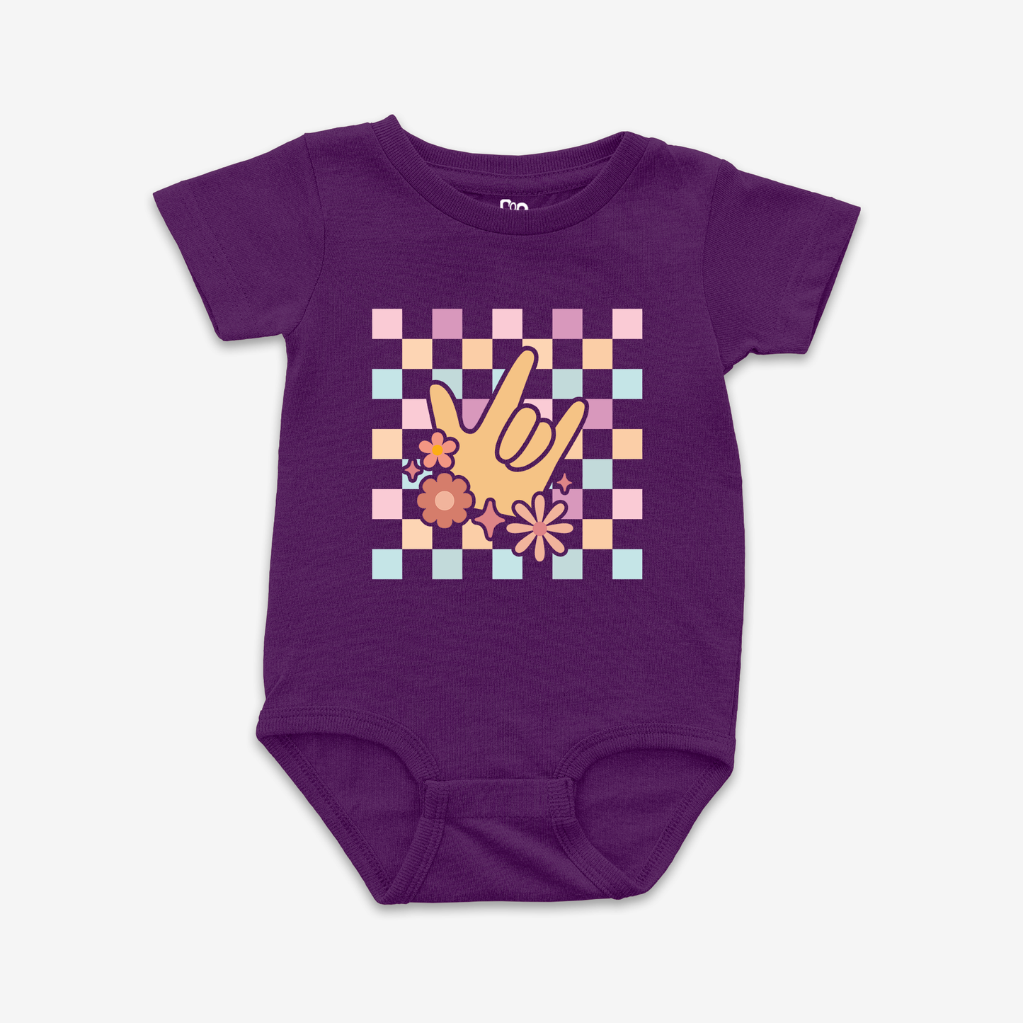 Girl Checkered & ILY Onesie Tee