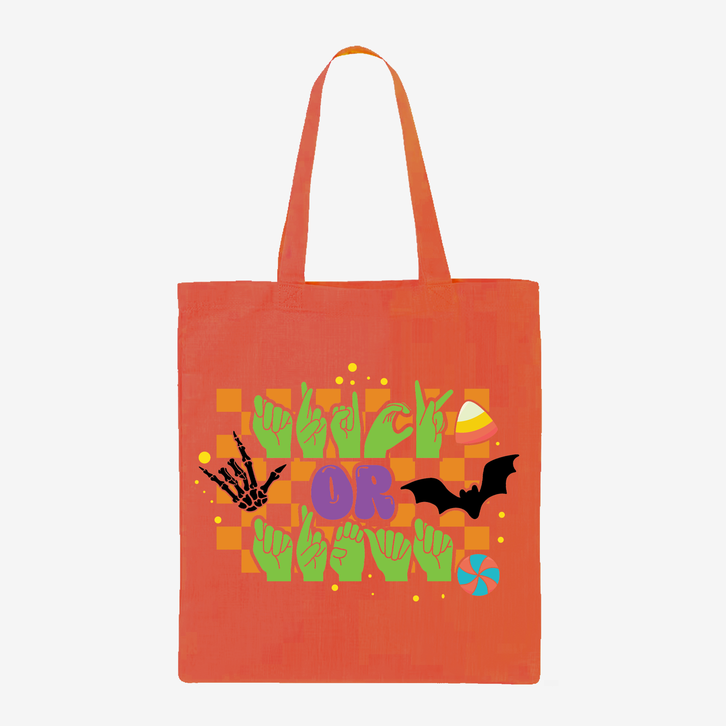 Trick or treat ILY Checkered Tote Bag