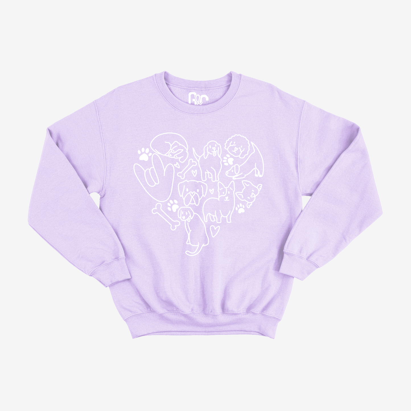 Dog doodle heart Crewneck