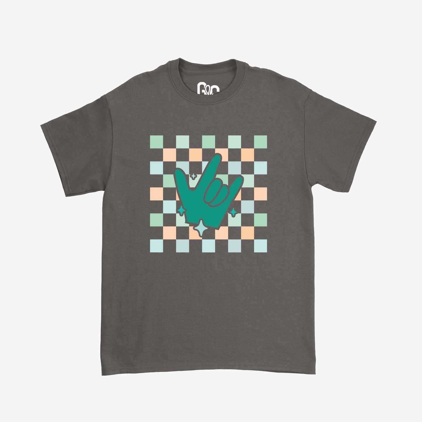 Turquoise Checkered & ILY Tee