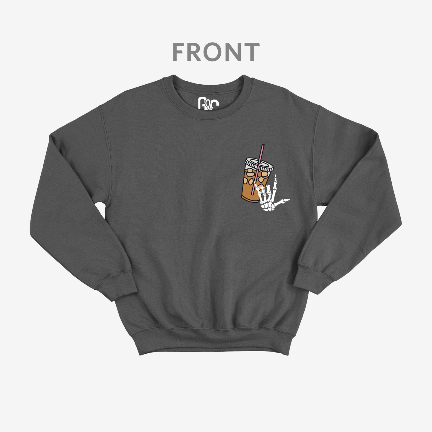 Fueled by Iced Coffee anxiety Crewneck
