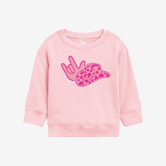 Cowgirl Pink ILY Toddler Crewneck